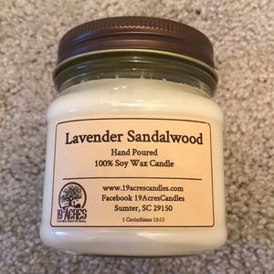 Brand new soy candle in lavender sandalwood scent